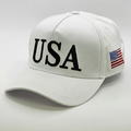 White USA embroidered baseball cap with American flag patch